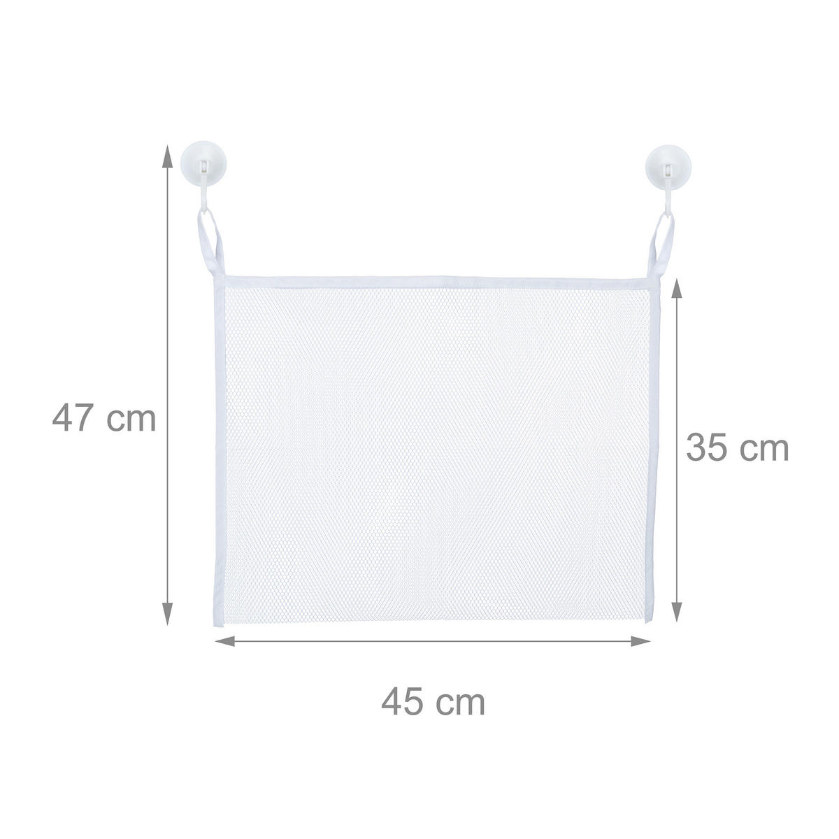 BADWANNENNETZ Weiß 2er-Set Mesh mit Saugnäpfen 47 cm - Weiß, Kunststoff/Textil (3/45/47cm) - Relaxdays