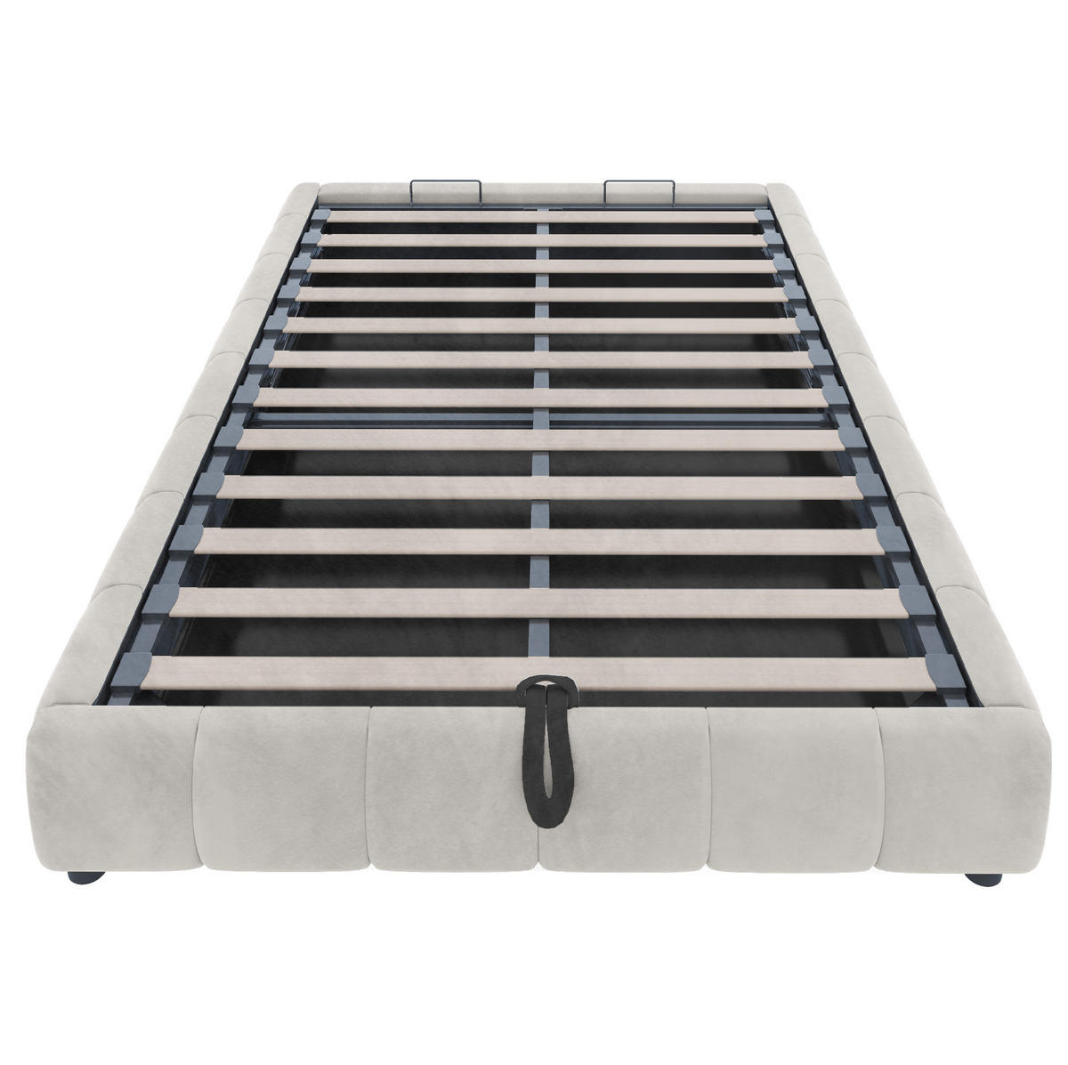 POLSTERBETT mit Stauraum und LED 140x200 cm Beige - Beige, Metall (140/200cm) - Meubliv