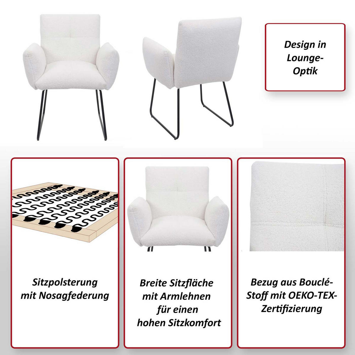 ESSZIMMERSTUHL Weiß 2er-Set - Weiß, Textil (79/87/52cm) - MCW