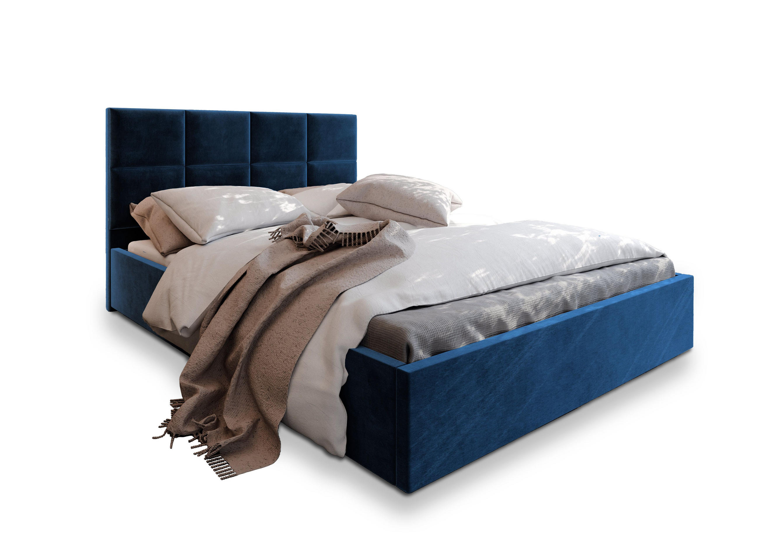 POLSTERBETT LIMENA 180x200 cm mit Bettkästen - Blau - Blau, Holz (180/200cm) - MASSENO