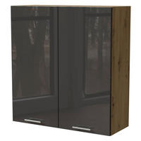 HÄNGESCHRANK Essen W4/90 Graphit Hochglanz / Eiche Artisan Matt 90 / 32,5 / 96cm - Graphitfarben/Eiche Artisan, Holz/Holzwerkstoff (90/96/32.5cm) - Feldmann-Wohnen