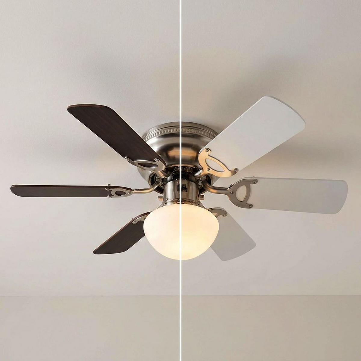 LED DECKENVENTILATOR Silber Sperrholz - Silberfarben, Glas (76/76/28cm) - Globo Lighting
