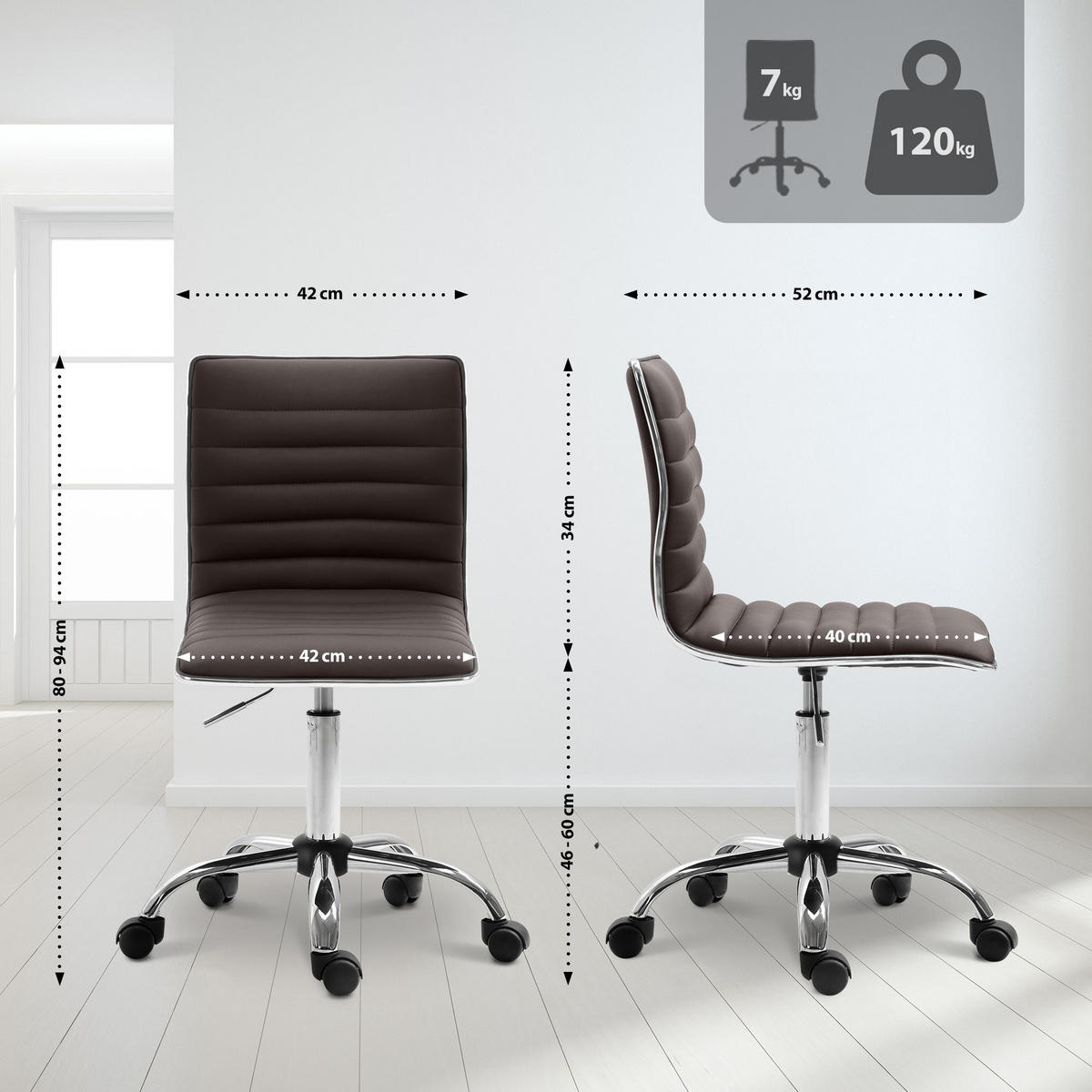 HOCKER Lederlook braun - Chromfarben/Braun, Textil/Metall (42/80/52cm) - CLP