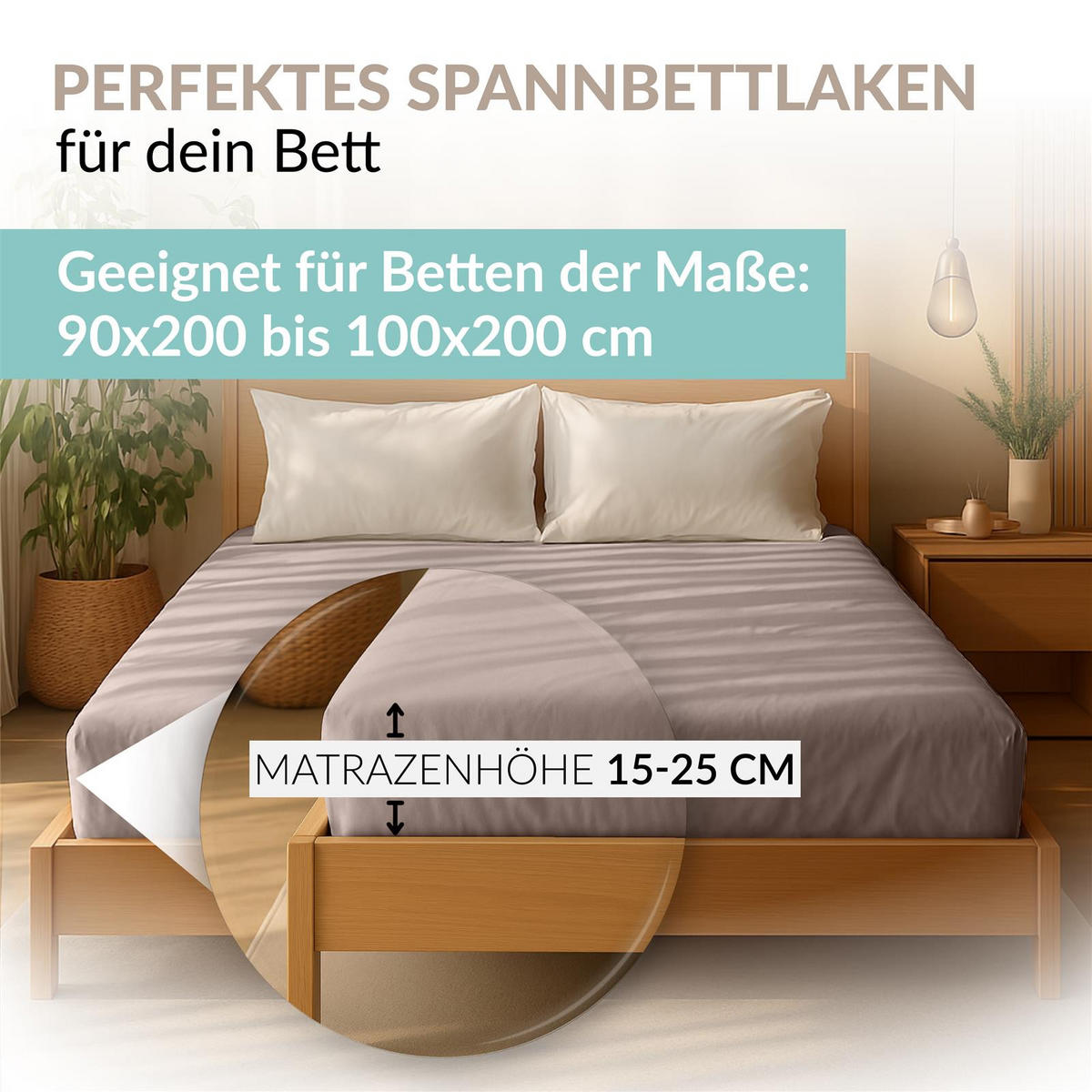 JERSEY-SPANNBETTLAKEN 90x200 - 100x200 Feine Bettlaken aus 100% Baumwolle, Spannbetttuch Laken Uni Basalt Braun - Hellbraun, Textil (100/200cm) - Carpe Sonno