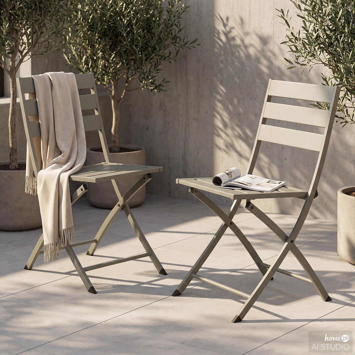 KLAPPSTUHL - 2er-Set - Stahl - Salbeigrün, Metall (45/83/55cm) - home24