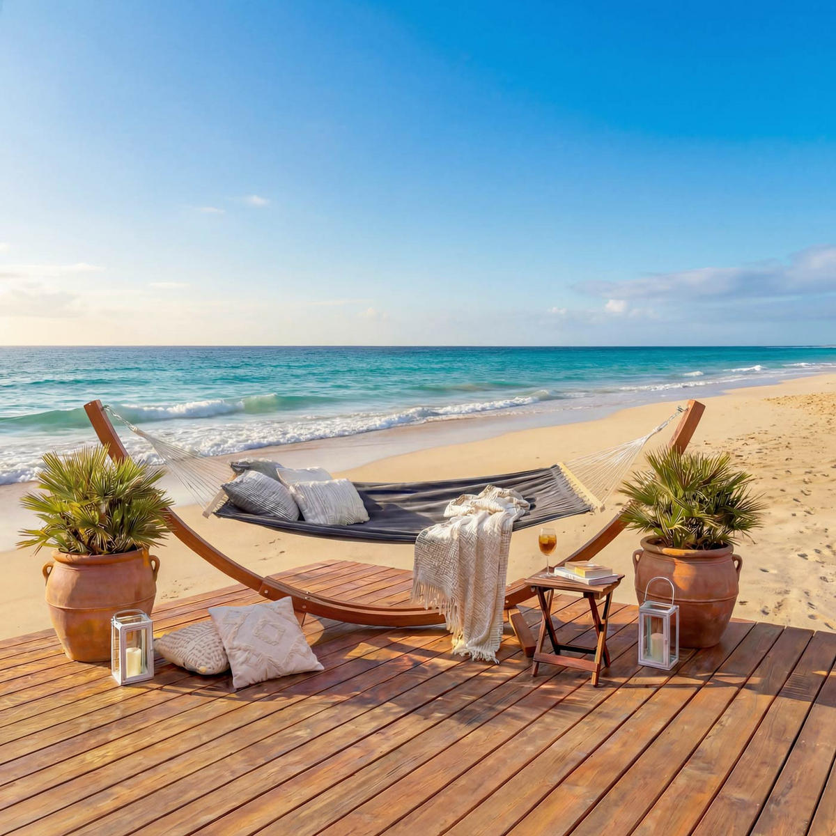 HÄNGEMATTE MIT GESTELL Braun, Grau - Braun/Grau, Holz (320/114/98cm) - MCW