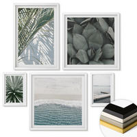 WANDBILDER 5er-Set - 50x50 cm & 20x30 cm & 40x60 cm Weißer Rahmen - Hängebrücke aus Palmenblättern - Weiß, Kunststoff (40/60cm) - ArtPrintCave