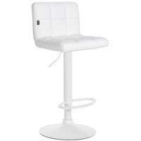 BARHOCKER Feni 40x40x85-106 cm weiß - Weiß, Leder (40/85/40cm) - furnicato