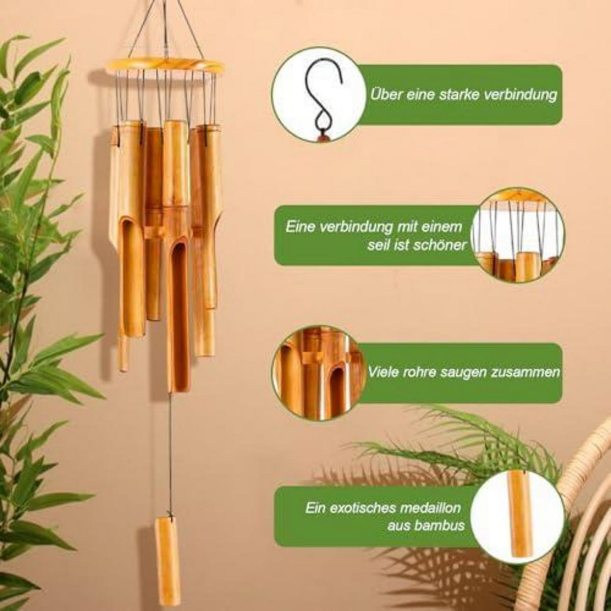 WINDSPIEL Bambus 38 cm - Braun, Naturmaterialien (38/18/38cm)