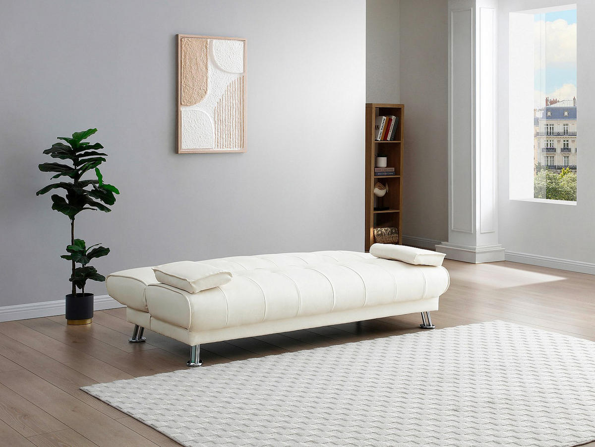 SCHLAFSOFA - 3 Personen - Kunstleder - Weiß - - Weiß, Leder (192/91/91cm) - Vente-Unique