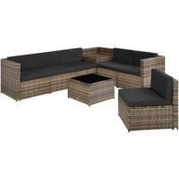 RATTANLOUNGE Verona,mit Sicherheitsglasplatte,natur - Naturfarben, Kunststoff - tectake