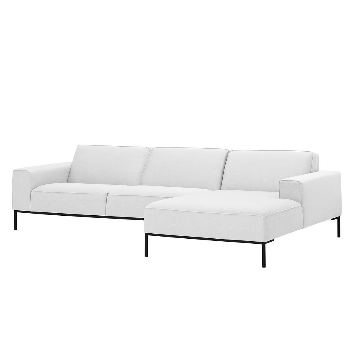 ECKSOFA mit Longchair - Webstoff - Schwarz/Weiß, Textil (285/168cm) - home24