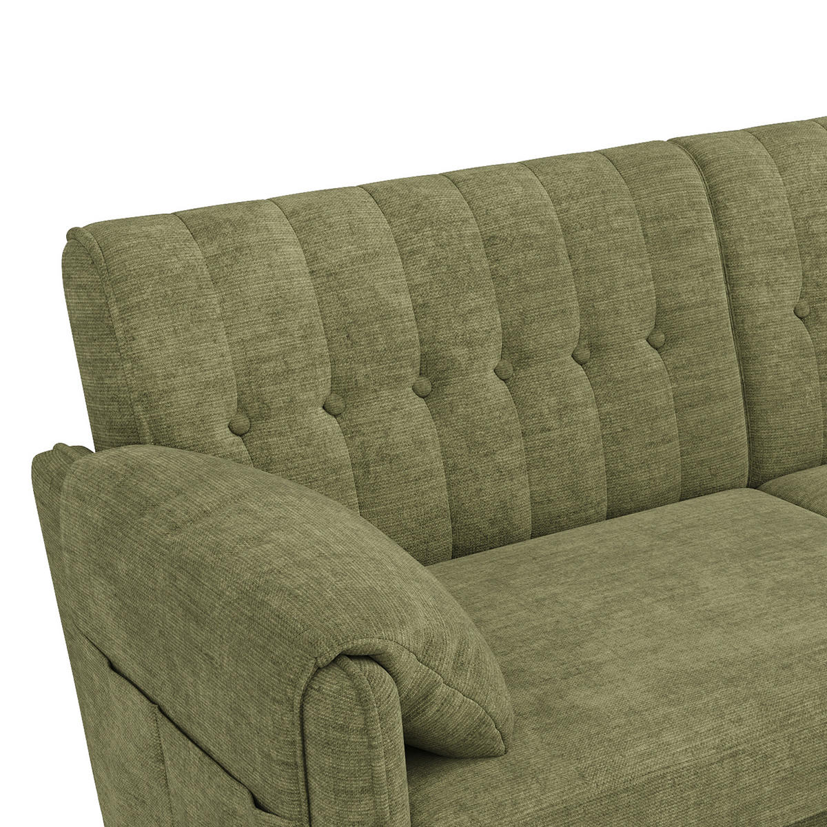 2-SITZER-SOFA Chenille mit Massivholzbeinen, DE-42464, Grün - Grün, Holzwerkstoff (161.5/83.5/79cm) - ComfortXL