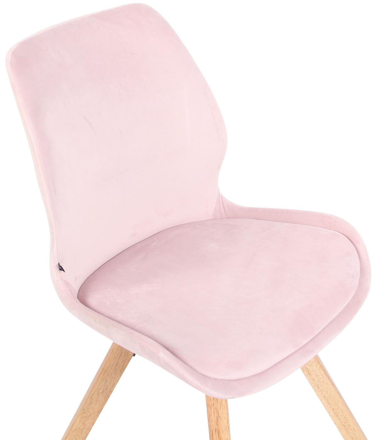 STUHL Samt pink - Pink/Eukalyptusholzfarben, Holz/Textil (49/87.5/58cm) - CLP