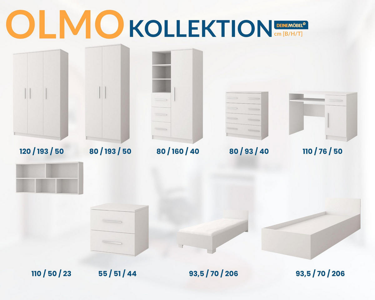 KINDER-NACHTTISCH OLMO 22 55/44/51 Weiß - Weiß, Holzwerkstoff (55/51/44cm) - Deine Möbel 24