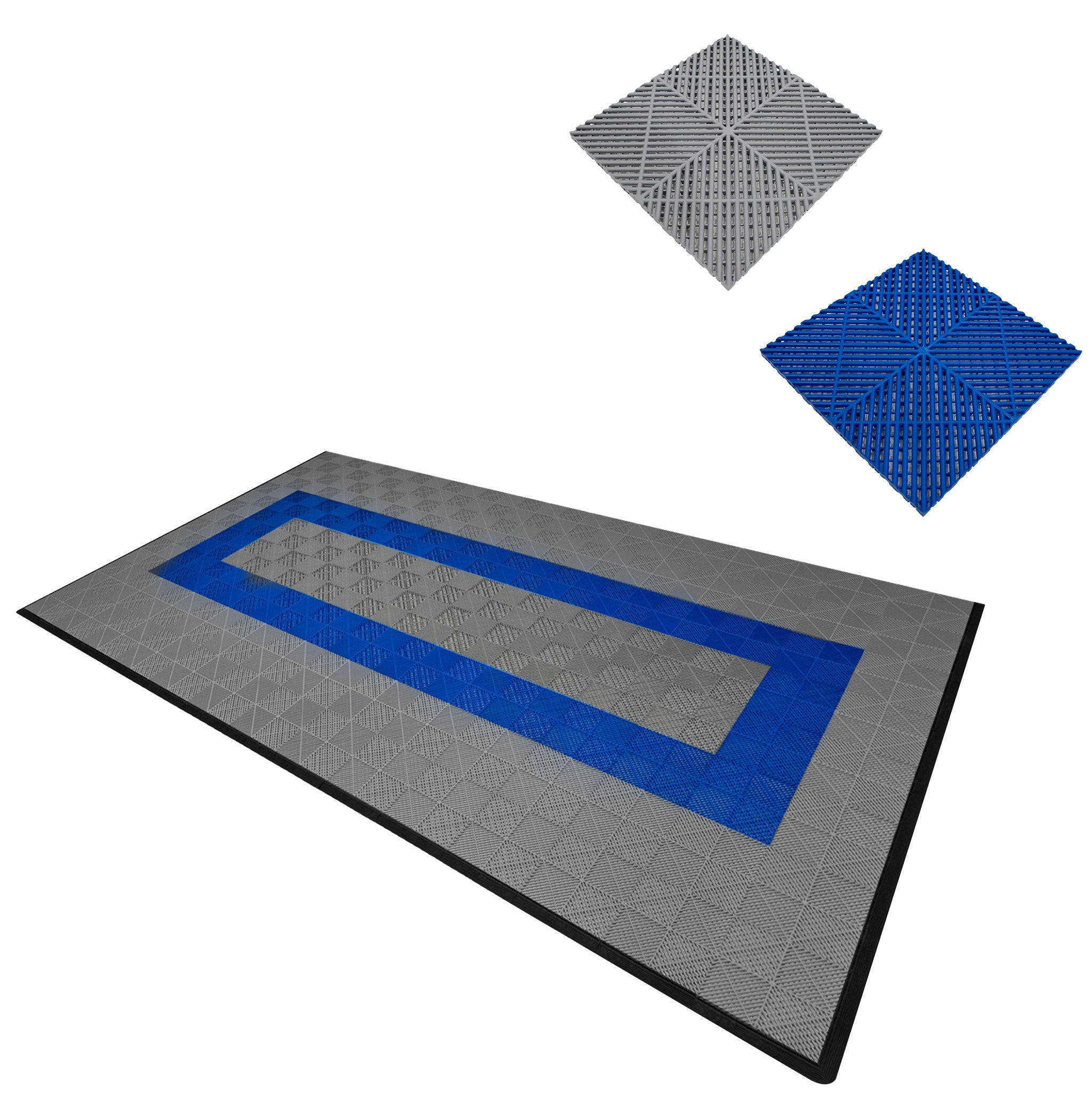 GARAGENBODENFLIESEN Belüftete mit Kanten – 90 Grau und 30 Blau - Grau, Kunststoff (40/1.8/40cm)