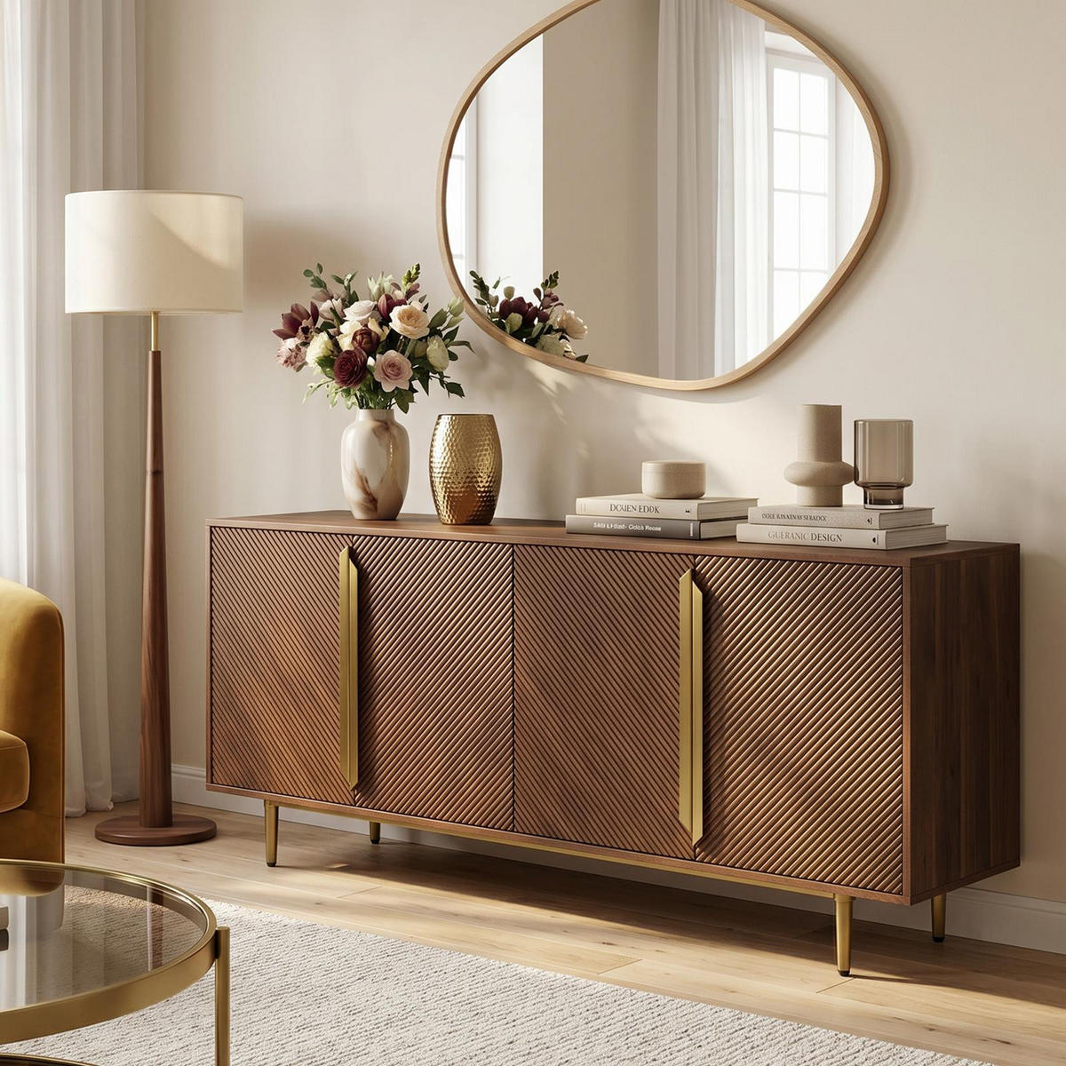 SIDEBOARD TAGULA braun, gold - Braun, Holz (180/75/45cm) - IDIMEX