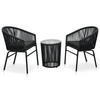 BISTRO-SET Mit Kissen 3-teilig Pe-Rattan Schwarz - Schwarz, Kunststoff - vidaXL