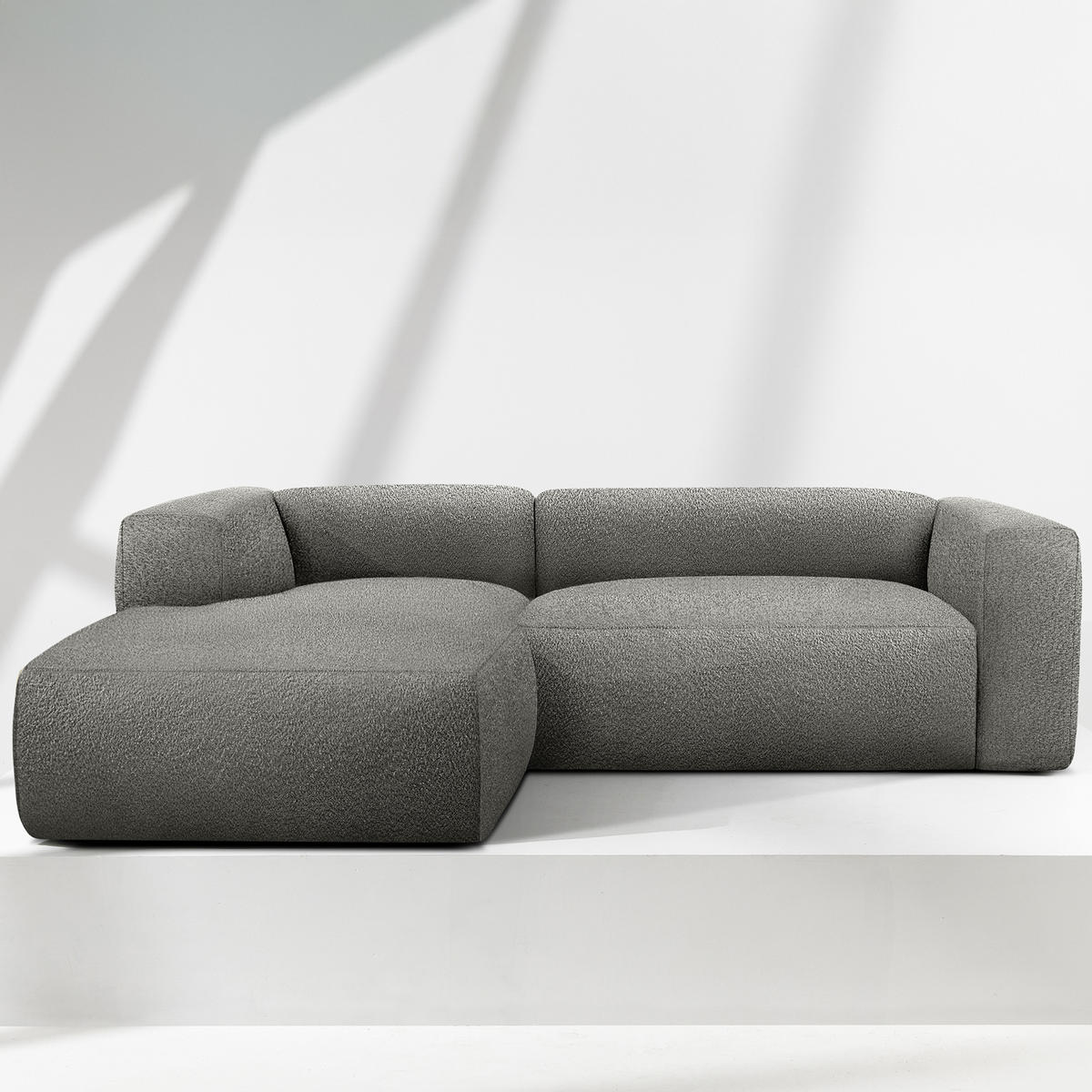 ECKSOFA LINKS BUFFO, Stahlgrau - Grau, Holz/Holzwerkstoff (225/176cm) - KONSIMO®