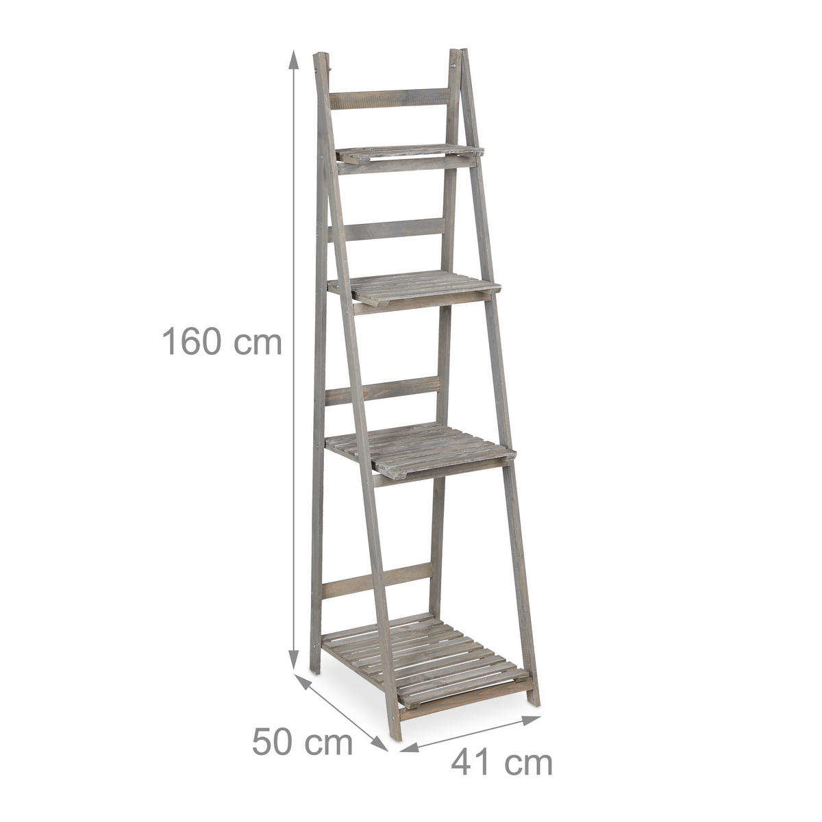 BLUMENTREPPE - Grau, Holz (41/160/50cm) - Relaxdays