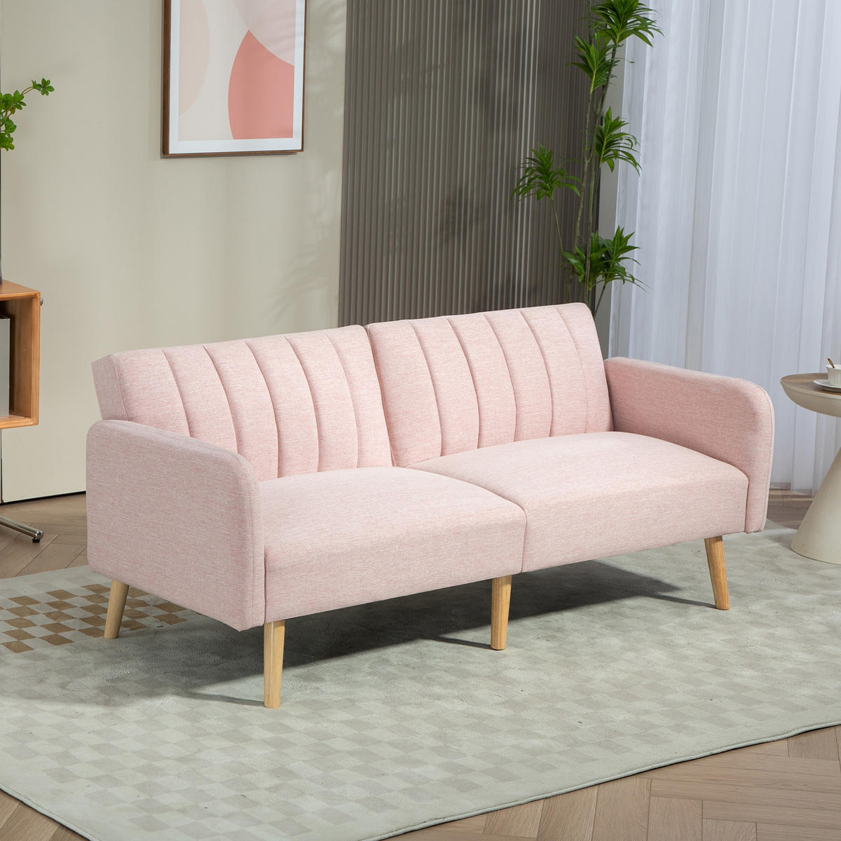 SCHLAFSOFA 2er-Sitz DE-14612 3-fach verstellbare Rückenlehne Rosa - Pink, Holzwerkstoff (173/73/75cm) - ComfortXL