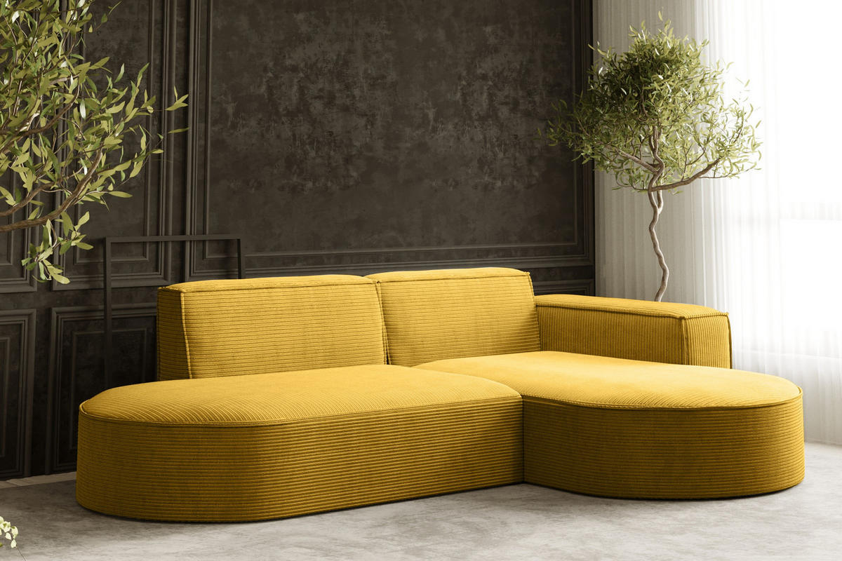 ECKSOFA Modena Studio, Cord Stoff Gelb Rechts - Gelb, Holzwerkstoff/Textil (236/165cm) - Kaiser Möbel