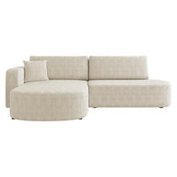 ECKSOFA Zerte Cord, Seite: Links - Creme/Schwarz, Holz/Kunststoff (252/175cm) - MIRJAN24