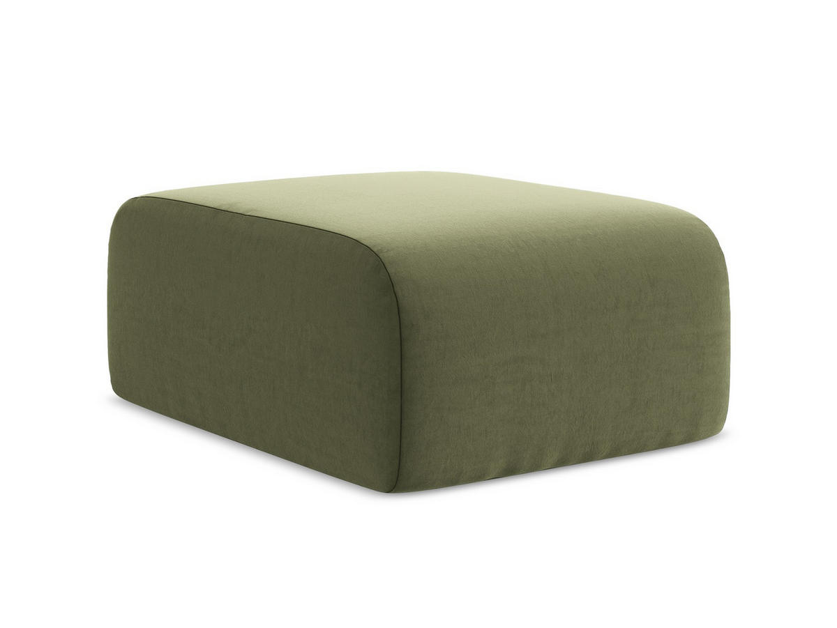 POUF Samt Stoff Grün - Schwarz/Olivgrün, Holzwerkstoff/Kunststoff (72/42/94cm) - Makamii