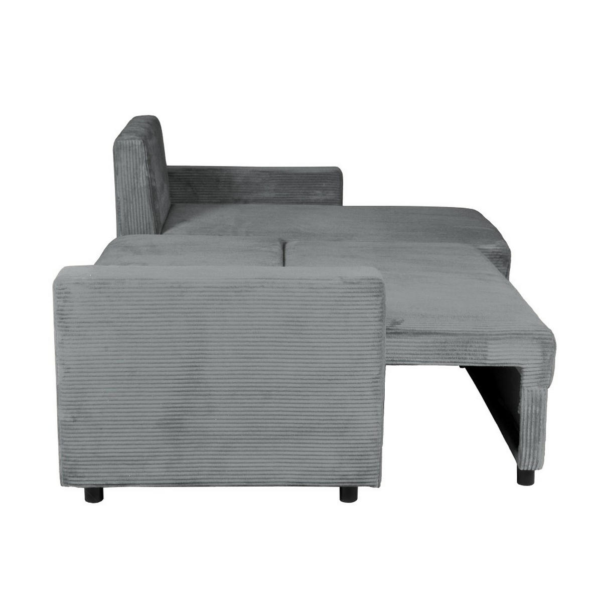 ECKSOFA THEO/ umwandelbar und wendbar, mit Truhe in Cord - Grau - Dunkelgrau, Textil (145/230cm) - Weber Industries