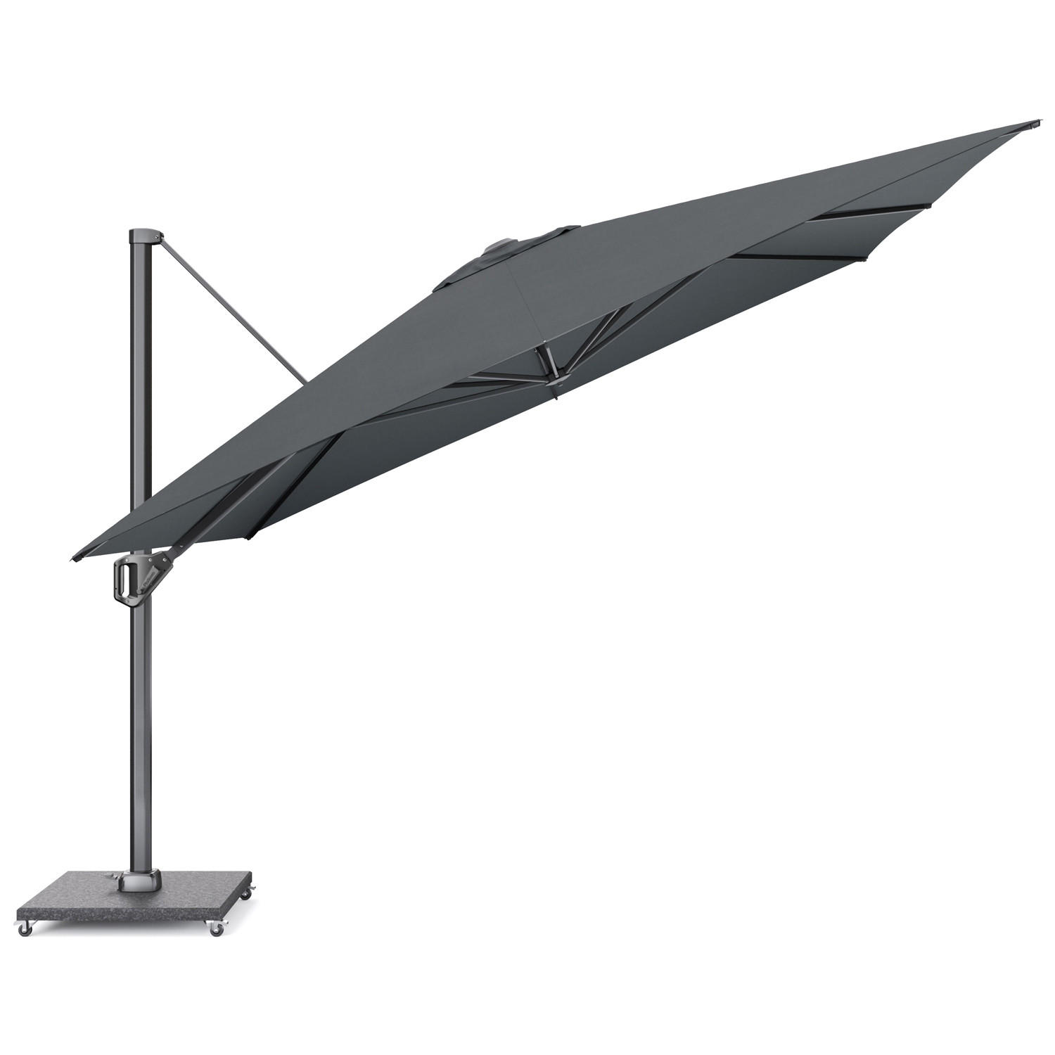 AMPELSCHIRM quadratisch 3.5 x 3.5 m Challenger T¹ Premium 360° kippbar schwarz/anthrazit - Schwarz, Metall (350/350cm) - Platinum