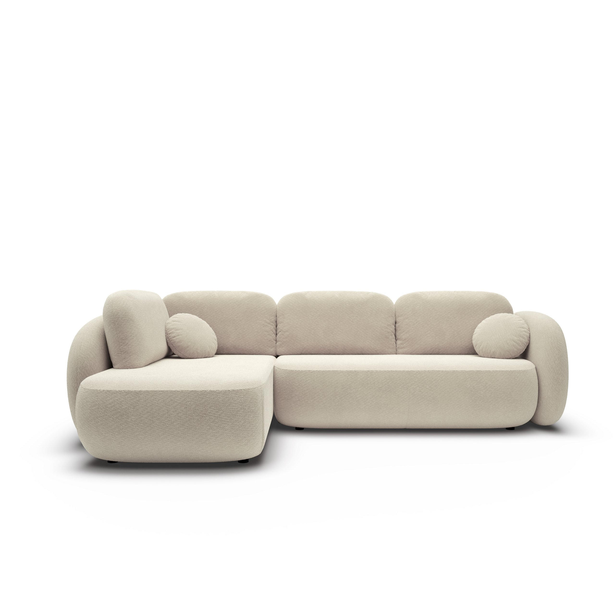 ECKSOFA AMICO II L-S Beige Geflochtener Stoff mit Schlaffunktion - Beige, Holz (289/190cm) - MASSENO