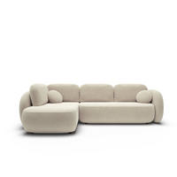 ECKSOFA AMICO II L-S Beige Geflochtener Stoff mit Schlaffunktion - Beige, Holz (289/190cm) - MASSENO