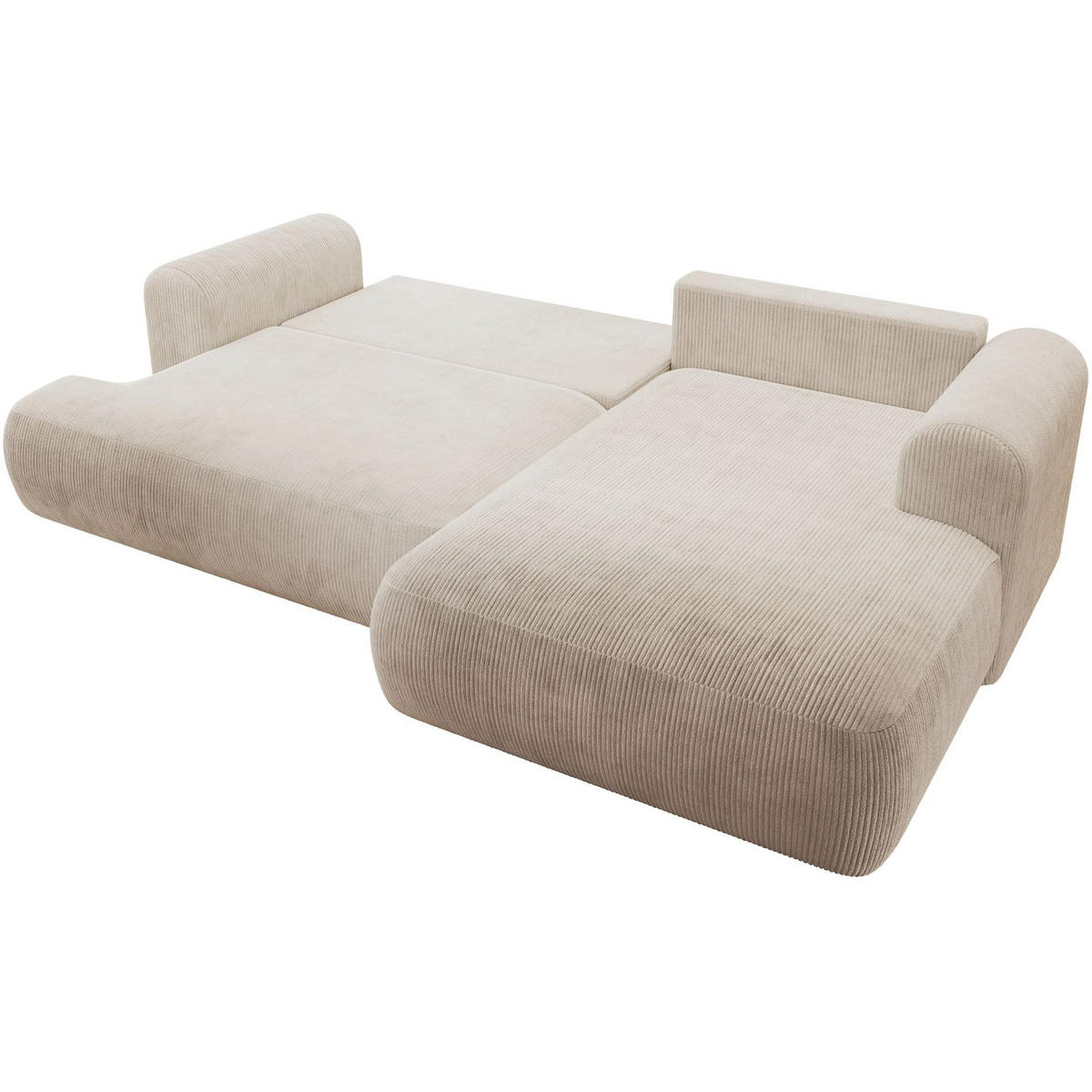 ECKSOFA Ovo Cord mit Cordbezug Hellbeige, rechts - Ecru/Schwarz, Textil (165/260cm) - Selsey