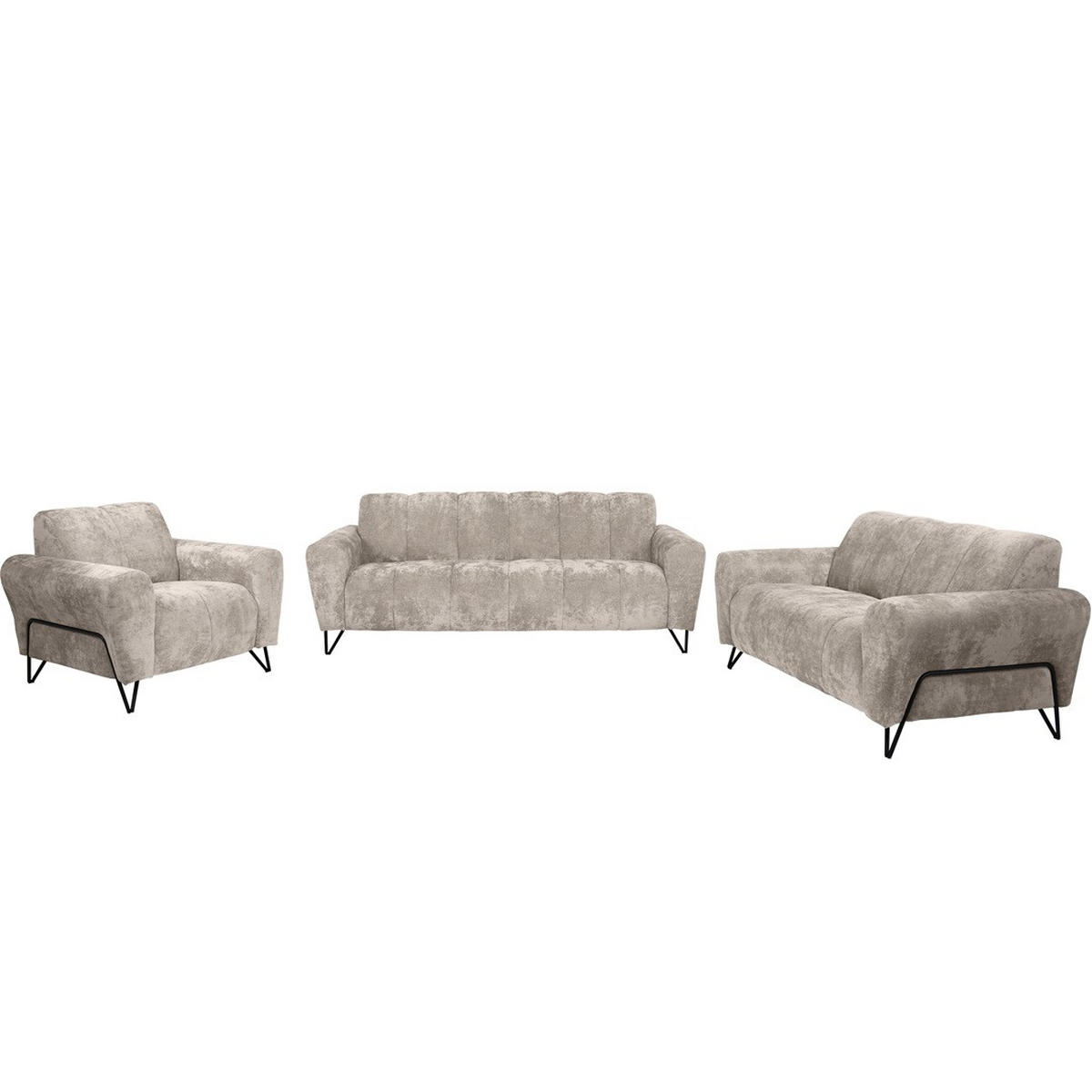 3-SITZER SOFA Volare mit Metallbeinen beige - Beige/Schwarz, Textil/Metall (220/83/98cm) - Beautysofa