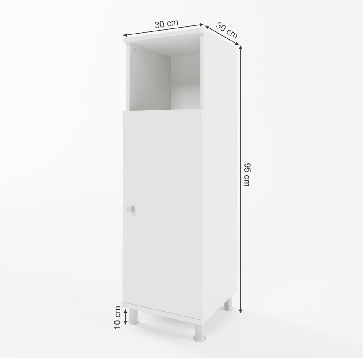 MIDISCHRANK Fynn Weiß 30 x 95 cm - Weiß, Holzwerkstoff (30/95/30cm) - Vicco