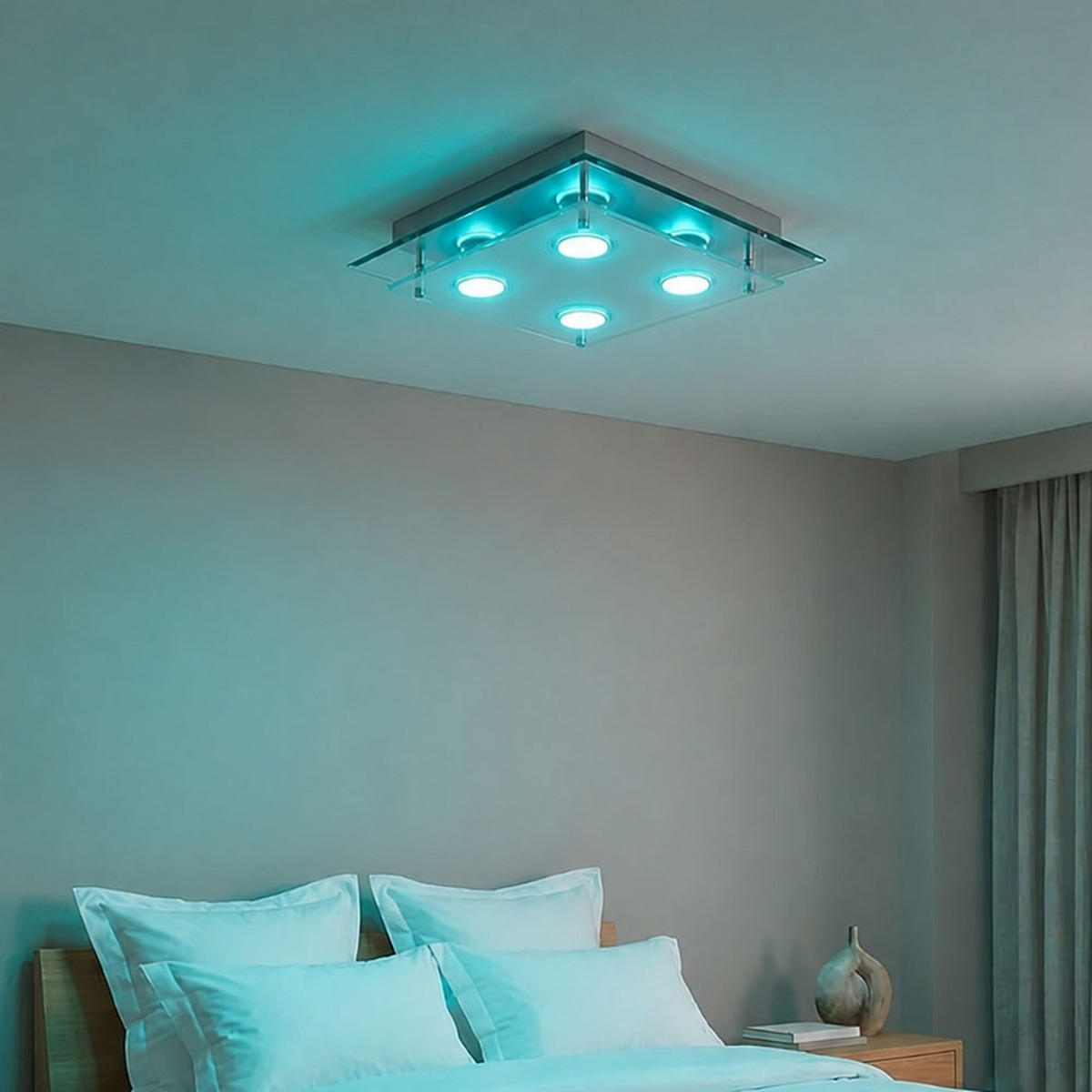 LED DECKENLEUCHTE Chrom Silber ARENA - Silberfarben, Glas (34/34/8cm)