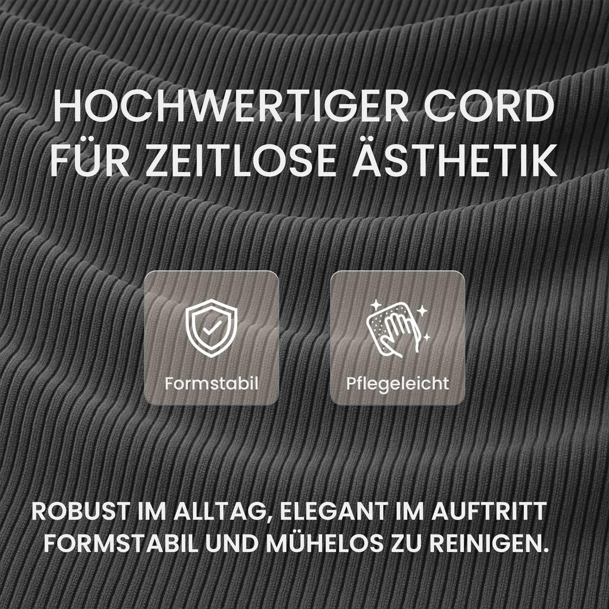ESSZIMMERSTUHL Cord Dunkelgrau - Dunkelgrau/Schwarz, Holz/Textil (65/82/64cm) - CLP