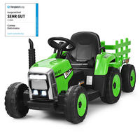 TRAKTOR 12 V 3-växlad grön - Grön, Plast (135/53/51cm) - COSTWAY