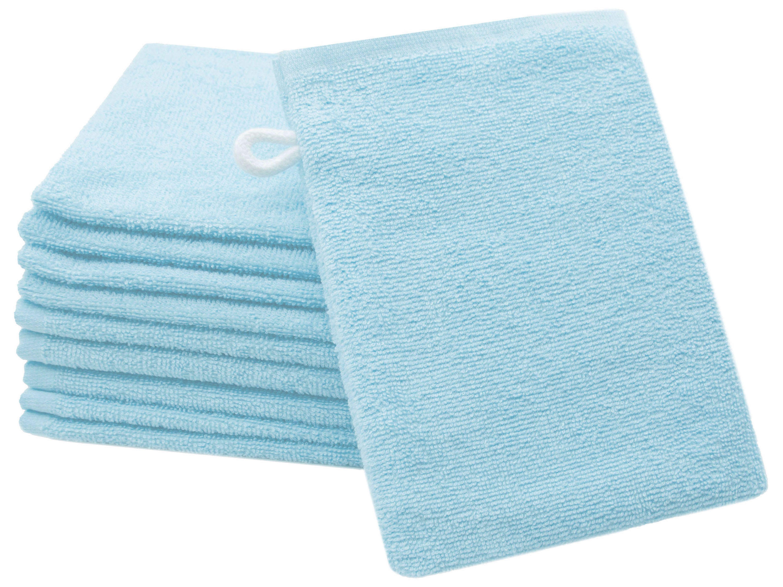 WASCHHANDSCHUH, 10er-Set, 16x21 cm, 100% Baumwolle, Blau - Hellblau, Textil (16/21cm) - Zollner