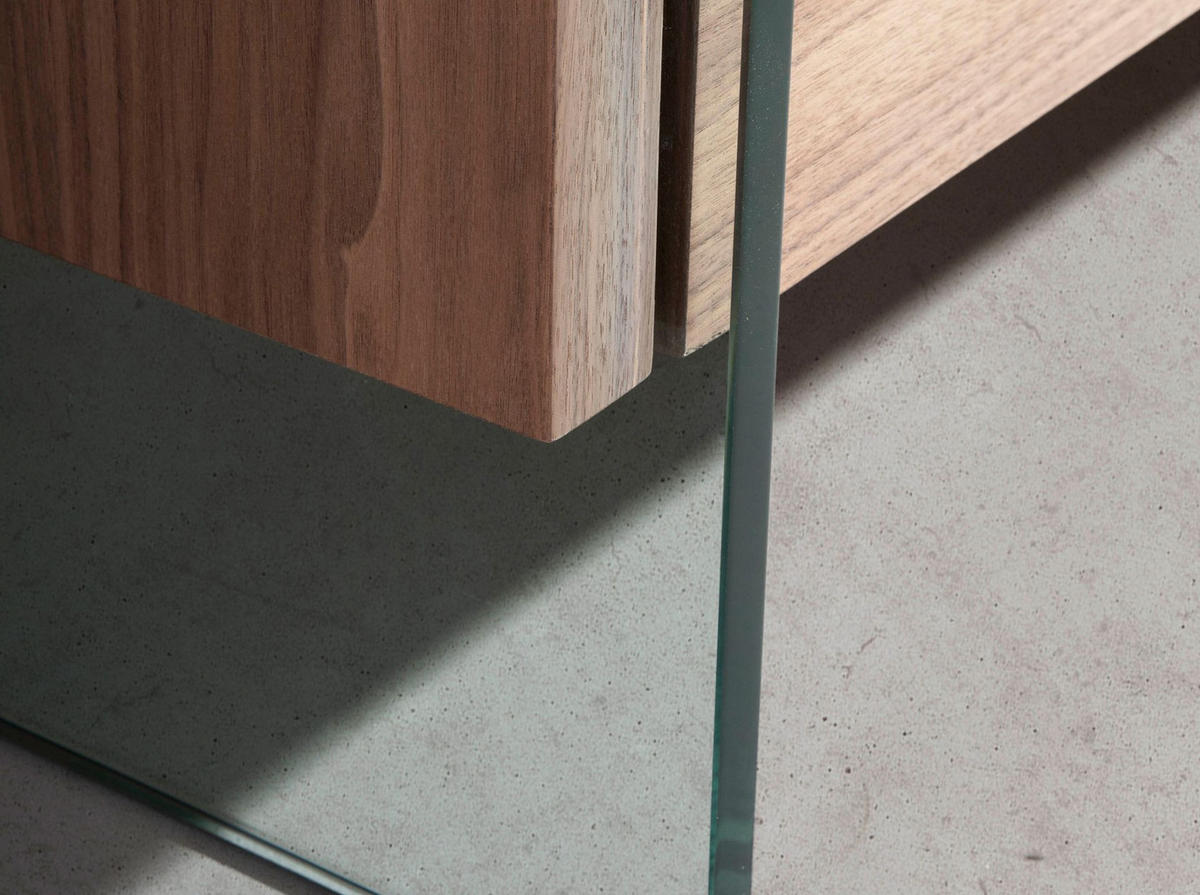 SIDEBOARD Sideboard aus Nussbaum und gehärtetem Glas 188/45/75 cm - Transparent/Walnussfarben, Glas/Holz (188/75/45cm) - ANGEL CERDA