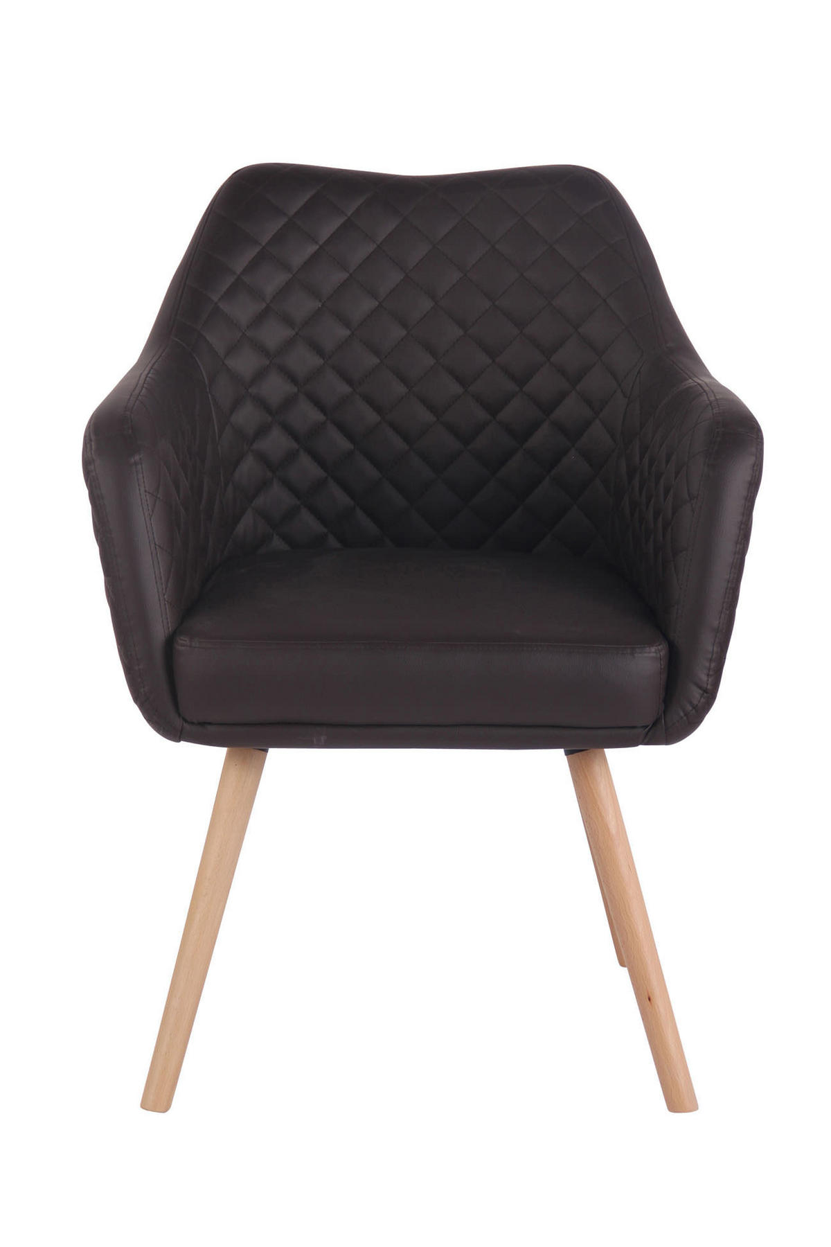 ARMLEHNENSTUHL Lederlook Dunkelbraun - Eukalyptusholzfarben/Dunkelbraun, Holz/Textil (63/84/61cm) - CLP