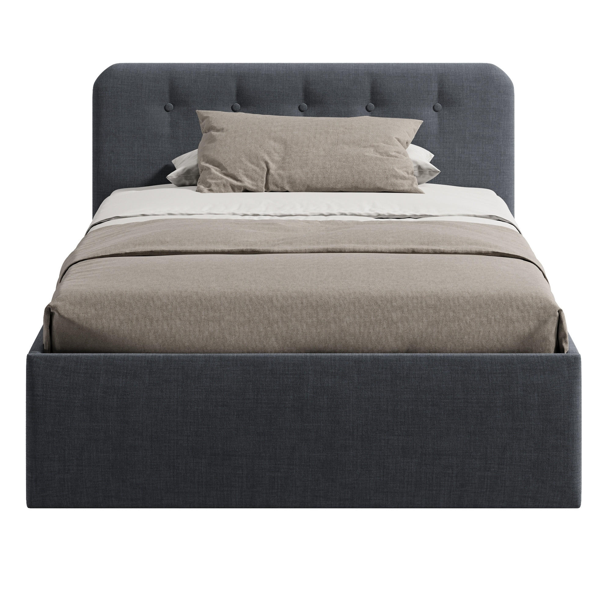 POLSTERBETT mit verstellbarem Lattenrost & Bettkasten, Kaltschaummatratze, 120 x 200 cm in Anthrazit - Anthrazit, Holzwerkstoff/Textil (120/200cm) - Home Collective