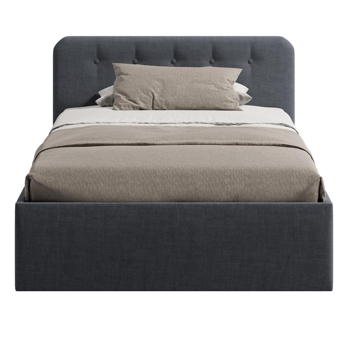 POLSTERBETT mit verstellbarem Lattenrost & Bettkasten, Kaltschaummatratze, 120 x 200 cm in Anthrazit - Anthrazit, Holzwerkstoff/Textil (120/200cm) - Home Collective