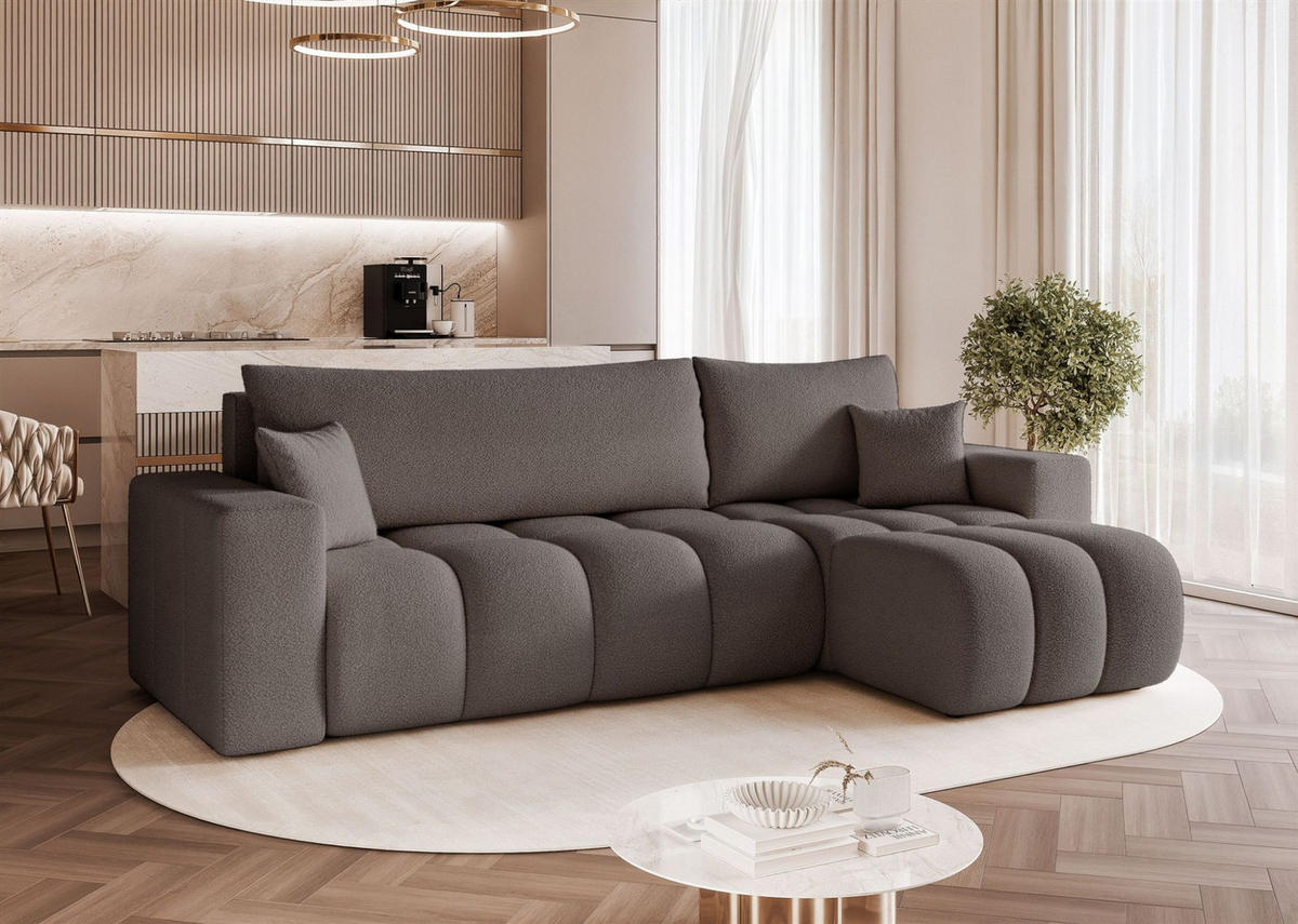 ECKSOFA Anabel Mit Schlaffunktion - Dunkelgrau, Holzwerkstoff/Textil (145/248cm) - Fun Möbel
