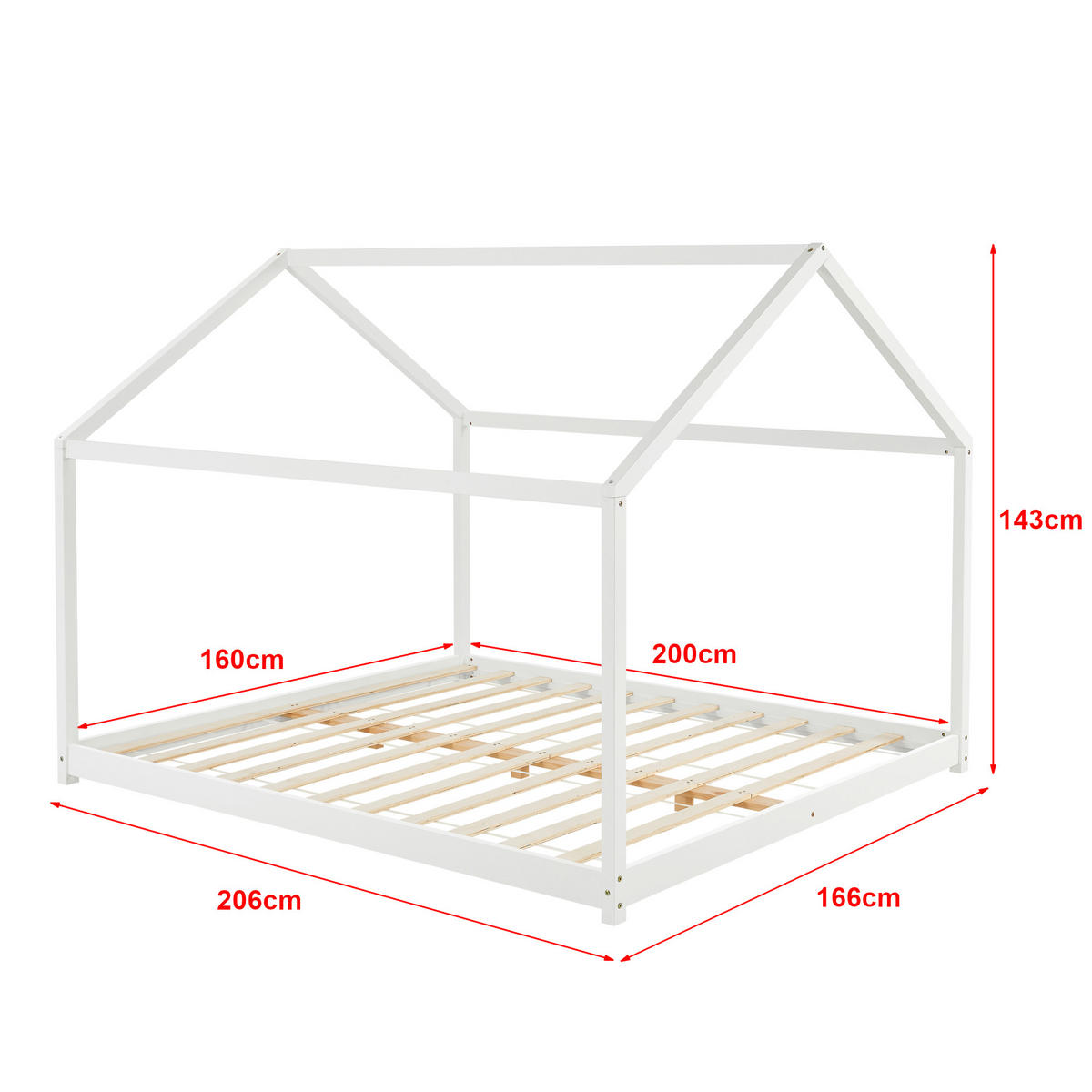 HAUSBETT Cerro - Weiß, Holz (160/200cm) - [en.casa]