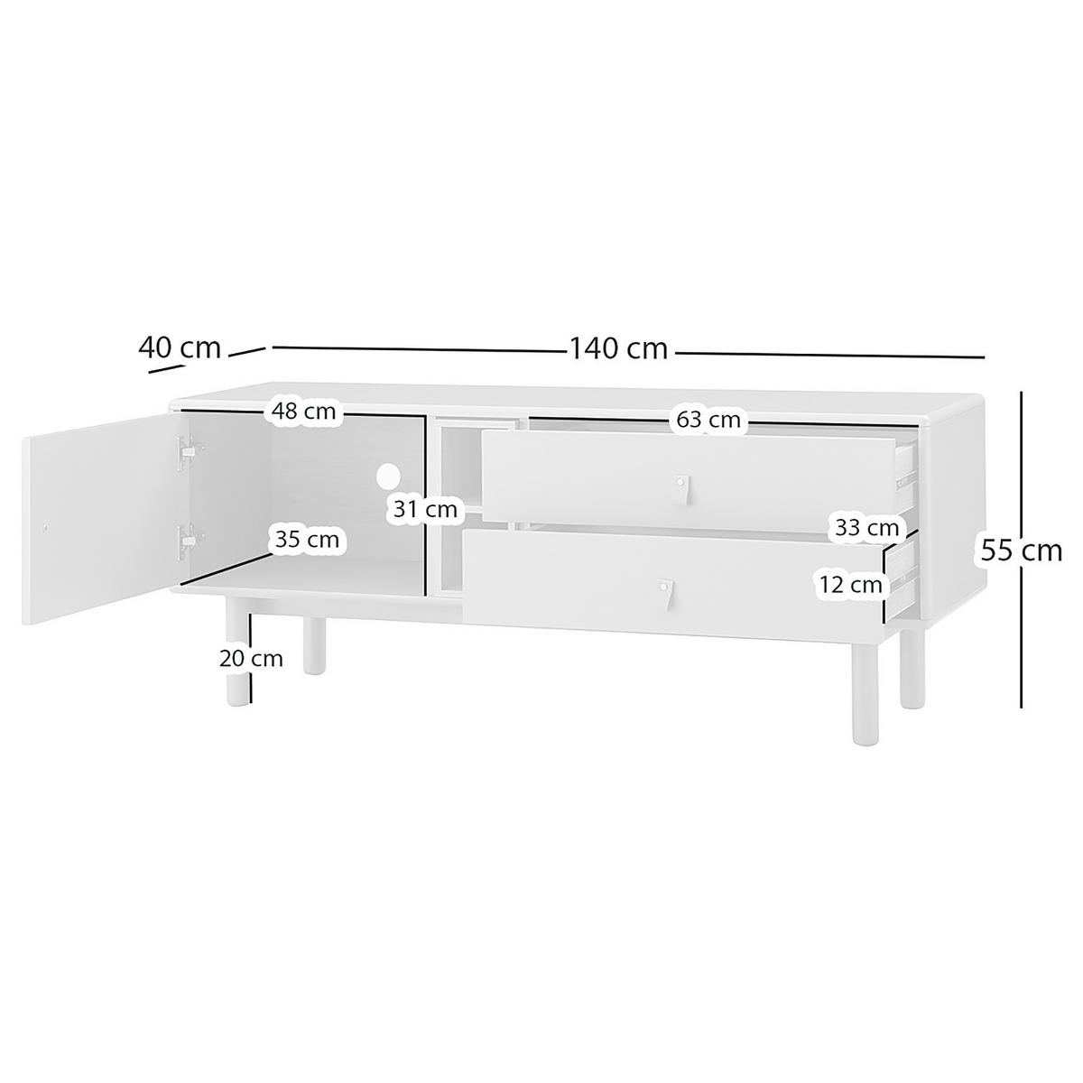 TV-LOWBOARD - 140 cm - Braun/Olivgrün, Holz/Holzwerkstoff (140/55/40cm) - home24
