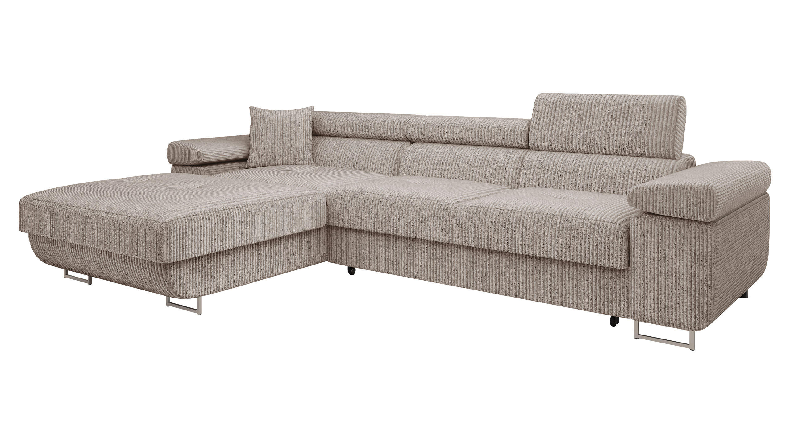 ECKSOFA Torezio Mini Cord, Seite: Links - Sahara, Holz/Textil (280/170cm) - MIRJAN24