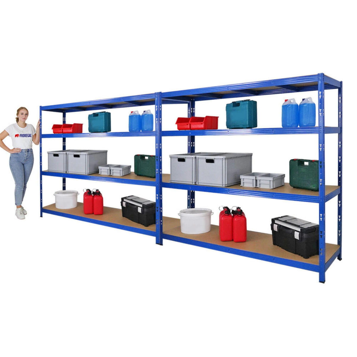 SCHWERLASTREGAL Goliath 2er-Set mit 2x 180x200x60 cm Fachlast 350 kg Blau - Blau, Metall (400/180/60cm) - PROREGAL