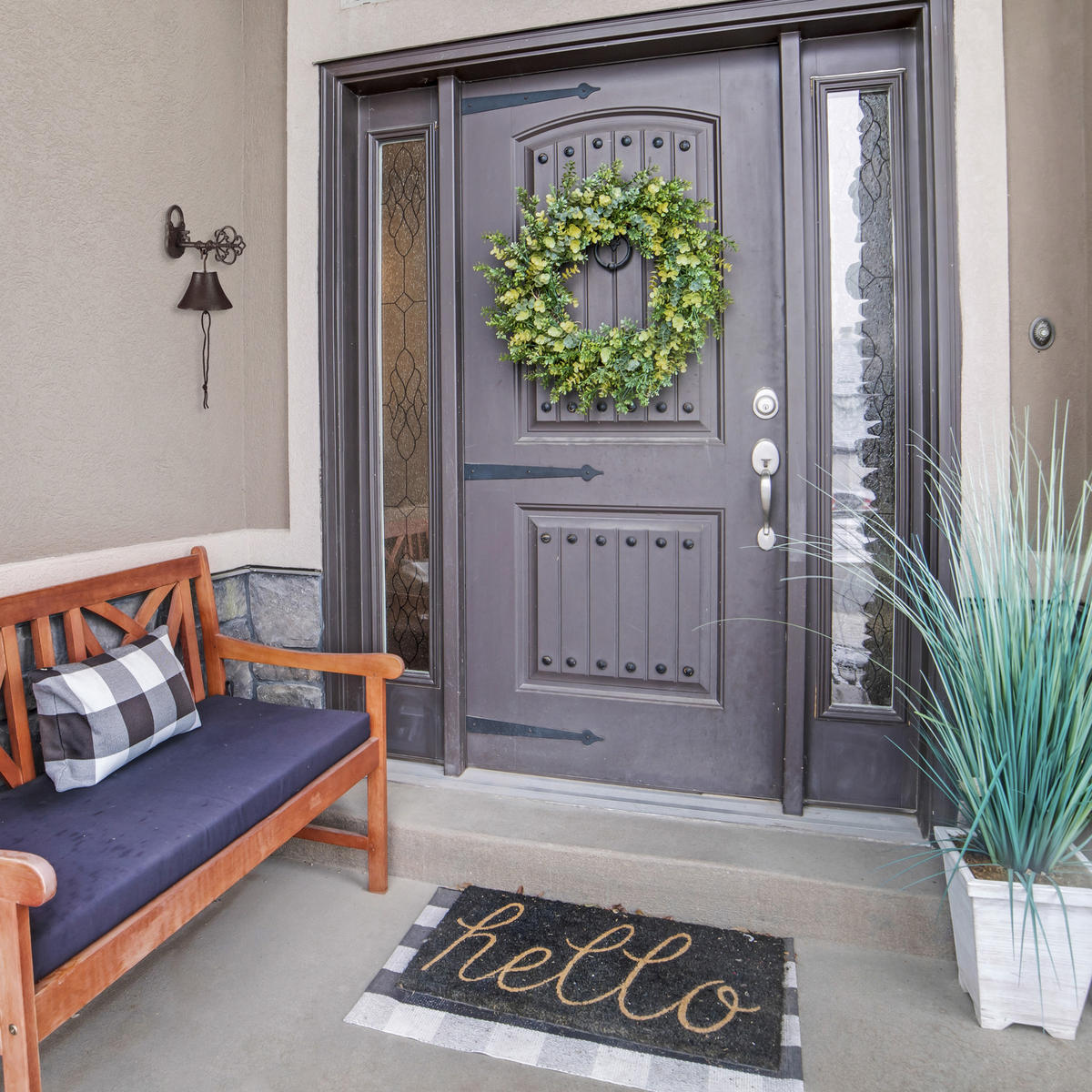 ZVONČEK na dvere - tmavohnedá, kov (10.5/23/17.5cm) - Relaxdays