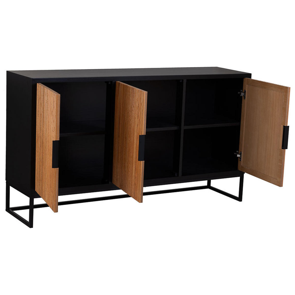 SIDEBOARD mit 3-türiges aus holz und metall 160x41x90 cm - Braun, Holz (160/90/41cm) - Wanderlust